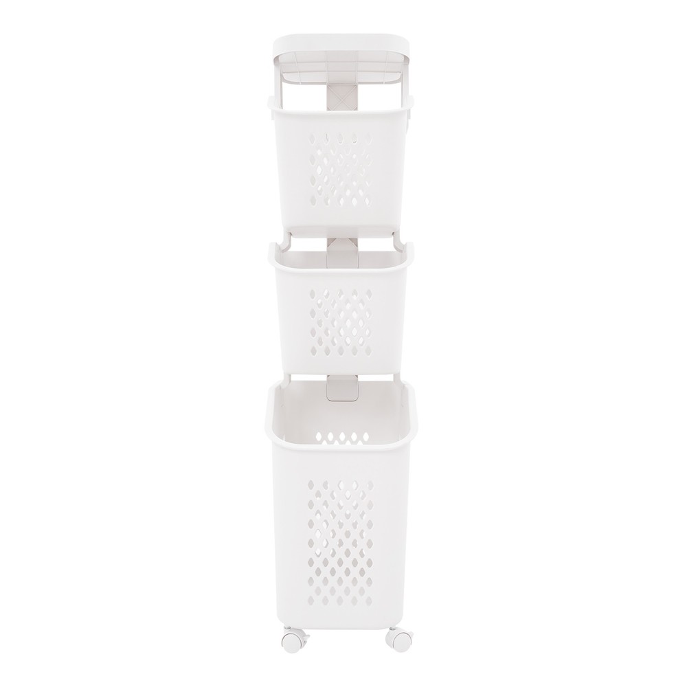 PP Rolling Laundry Hamper 3-Tier Laundry Basket Cart Laundry Basket with Wheels