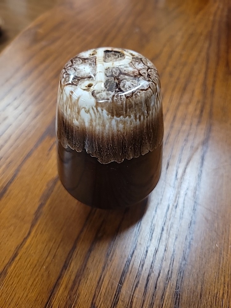 Art Pottery Brown Drip Pepper Shaker Single Unknown Maker