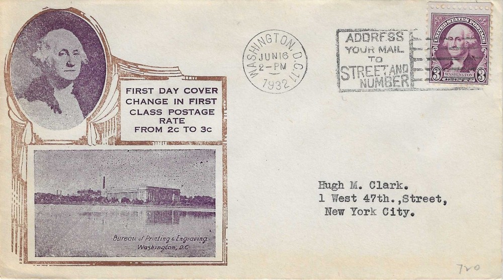 FDC   # 720-2  -- 3c  Washington  -- Ioor