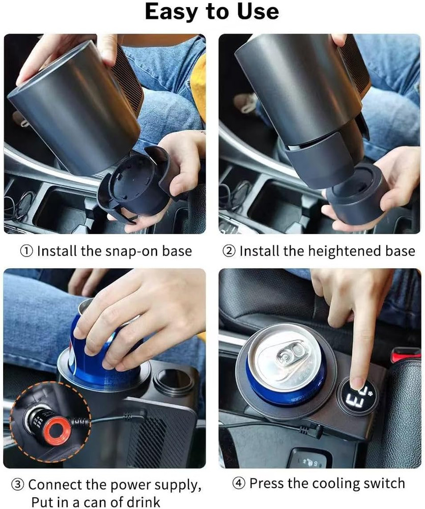 2-in-1 Smart Car Cooler Cup Holder Portable Heating Cooling Beverage