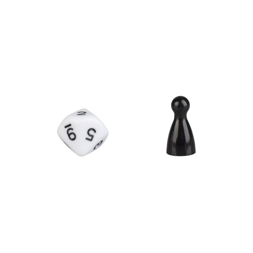 10-sided dice - trapezoidal - W10 - 0-9 - white