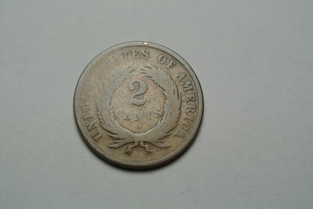 1868 Shield 2, Two Cent W/ Die Break On Obverse - C4491