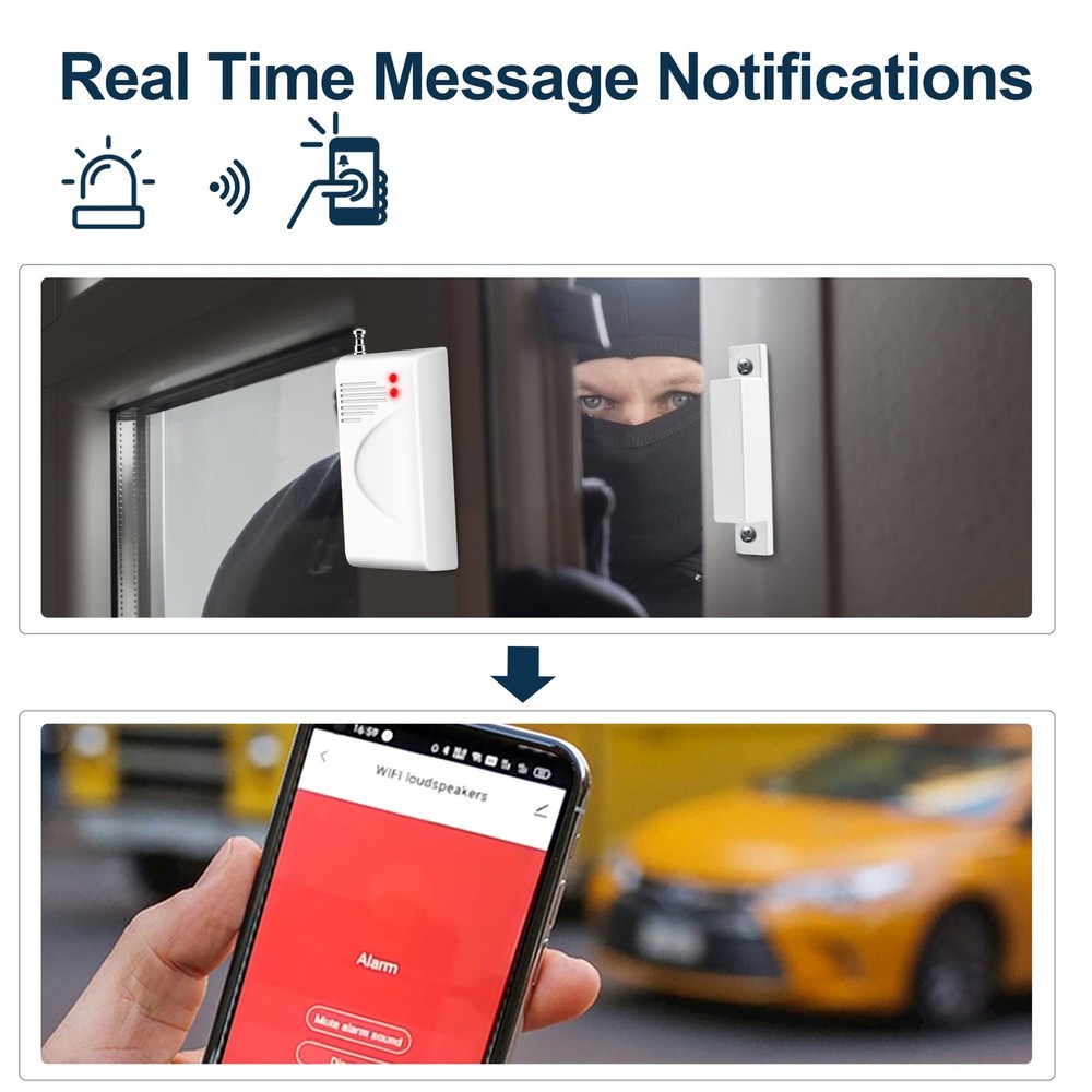 WiFi Alarm Home Security System, Wireless System Horn Water Detectors