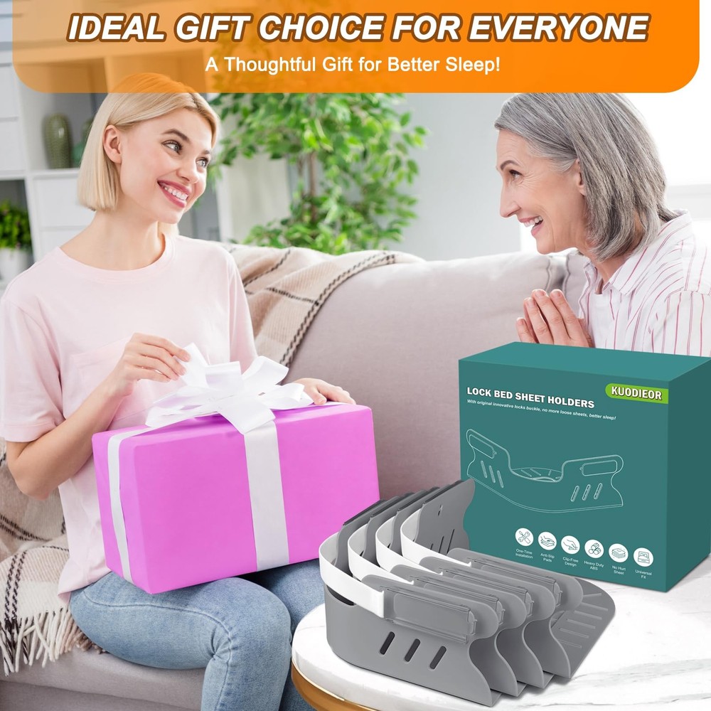 Bed Sheet Holders for Corners, Heavy Duty Fitted Sheet Holder with Lock Fast...