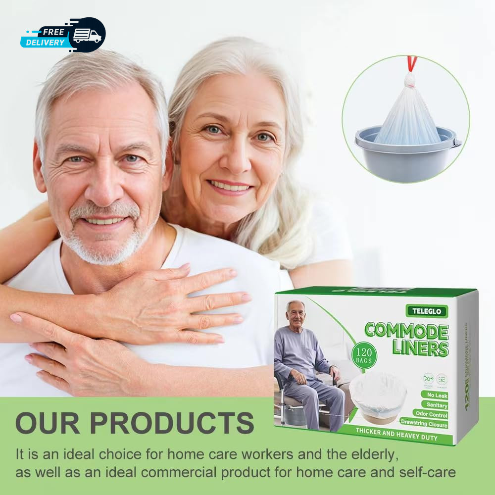 Commode Liners 120PCS Bedside Commode Liners Disposable-Portable Toilet