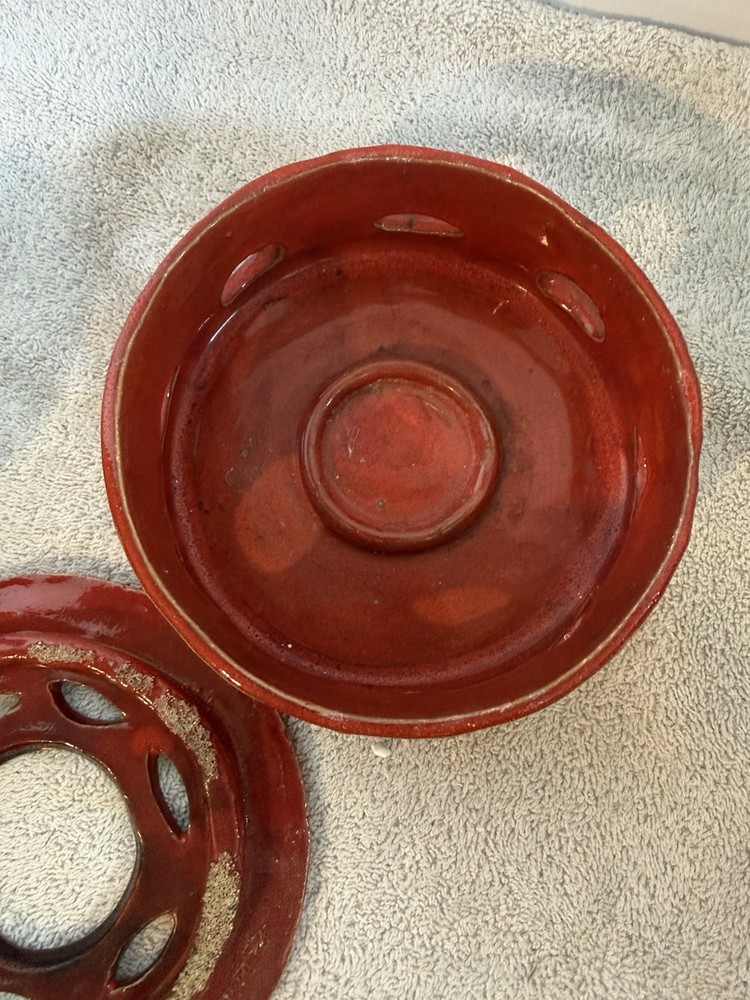 Vintage Gerlinde Parent Ceramic Red Incense Burner with Globe Top