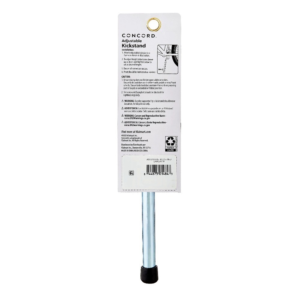 Concord Adjustable Bicycle Kickstand, Gray, 9.65"