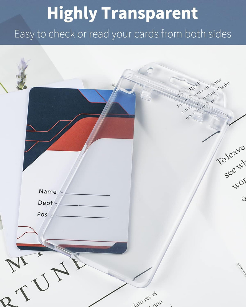2 Pack Permanent Locking ID Badge Holder for Less Frequently Used Cards Vertical