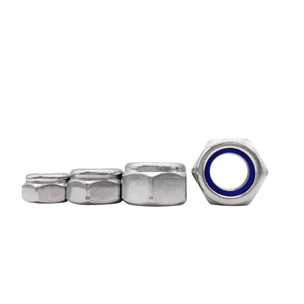 Fine Thread 304 Stainless Steel DIN985 Nylon Insert Lock Nut Hex Nylock Nut