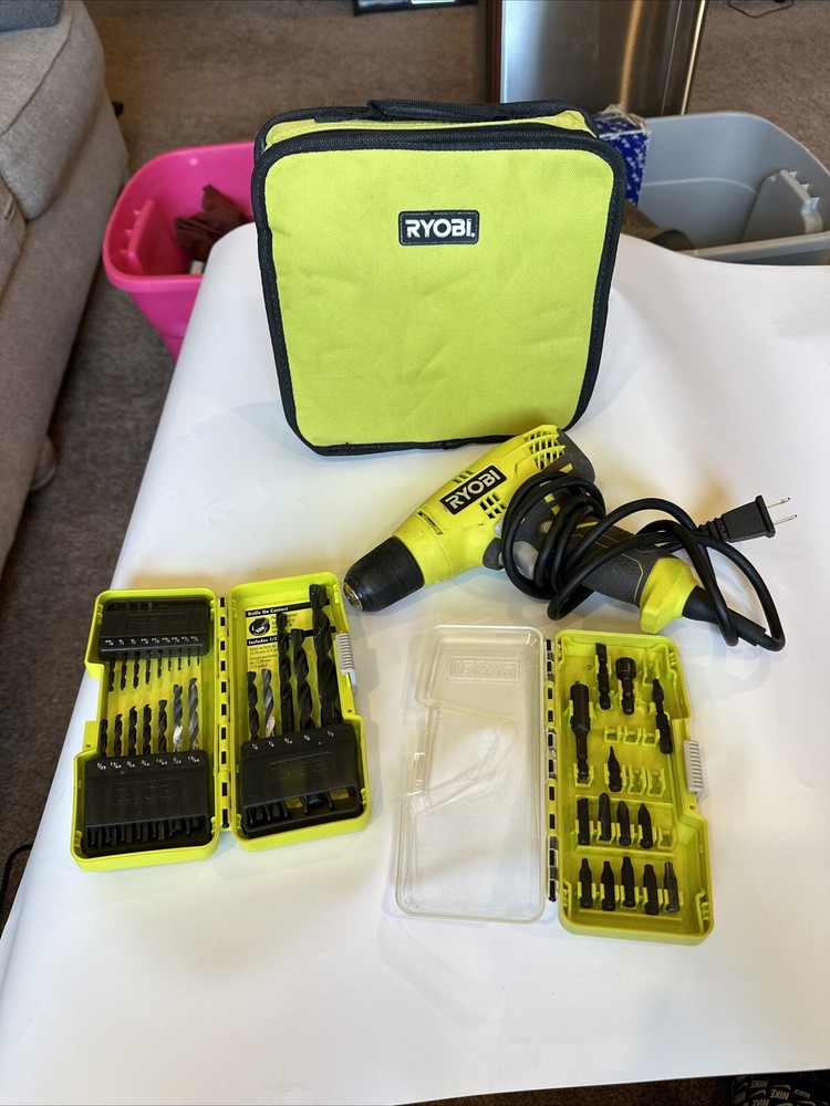 Ryobi D43K Variable Speed 3/8" Compact Drill/Driver Keyless Chuck +Tool Bag+Bits