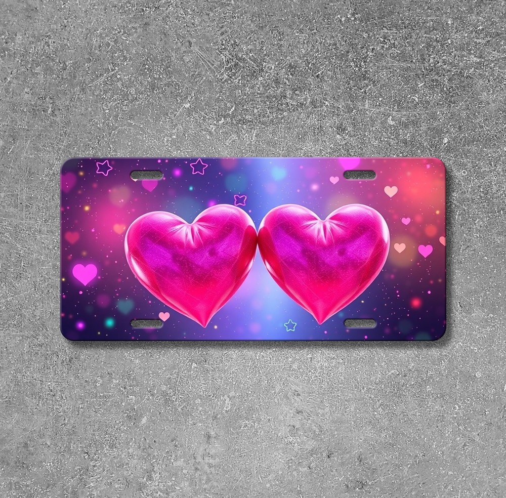 Stylish Hearts License Plate Customizable Front Plate Gift Idea