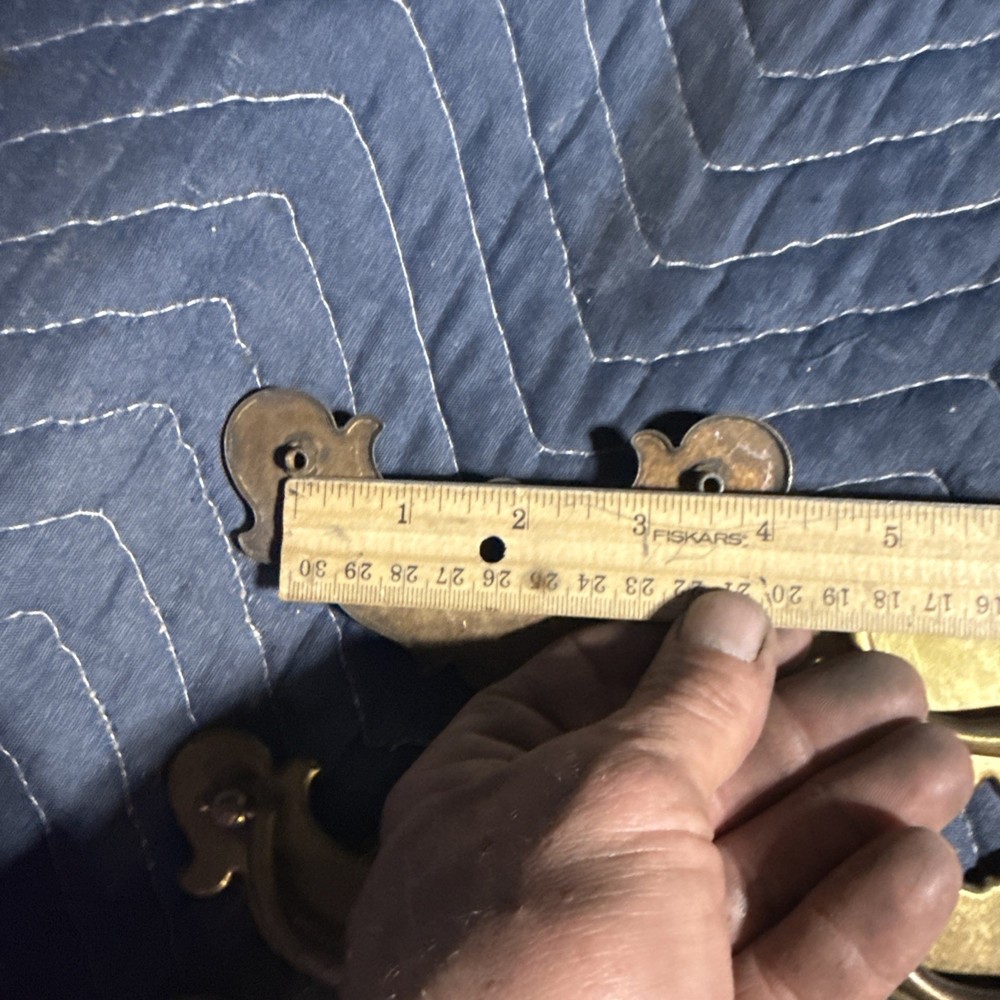 Brass Antique Hardware Colonial Chippendale Batwing Drawer Pull 3"centers