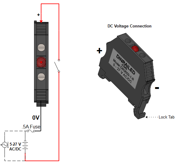 DIN Rail Indicator Light - Pilot Light - LED - AMBER