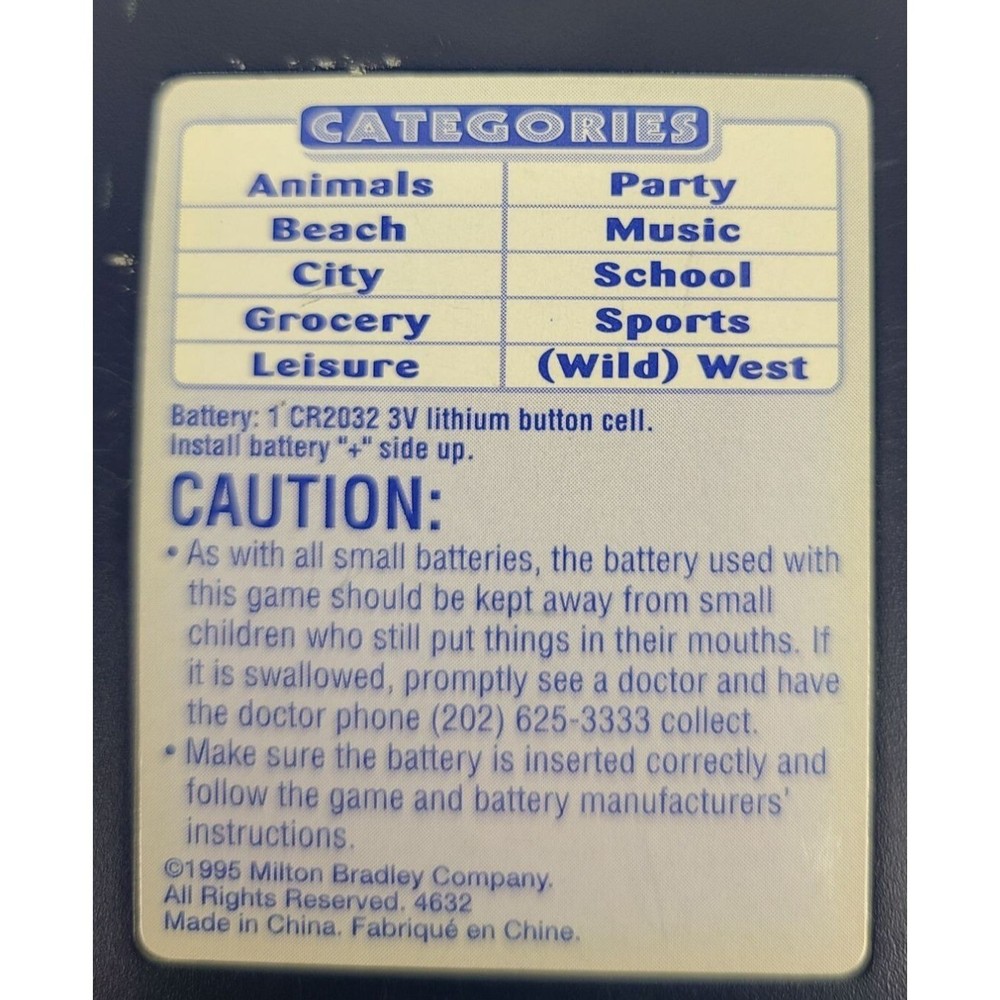 Hangman Handheld Electronic Game Milton Bradley 1995 Tested Works!