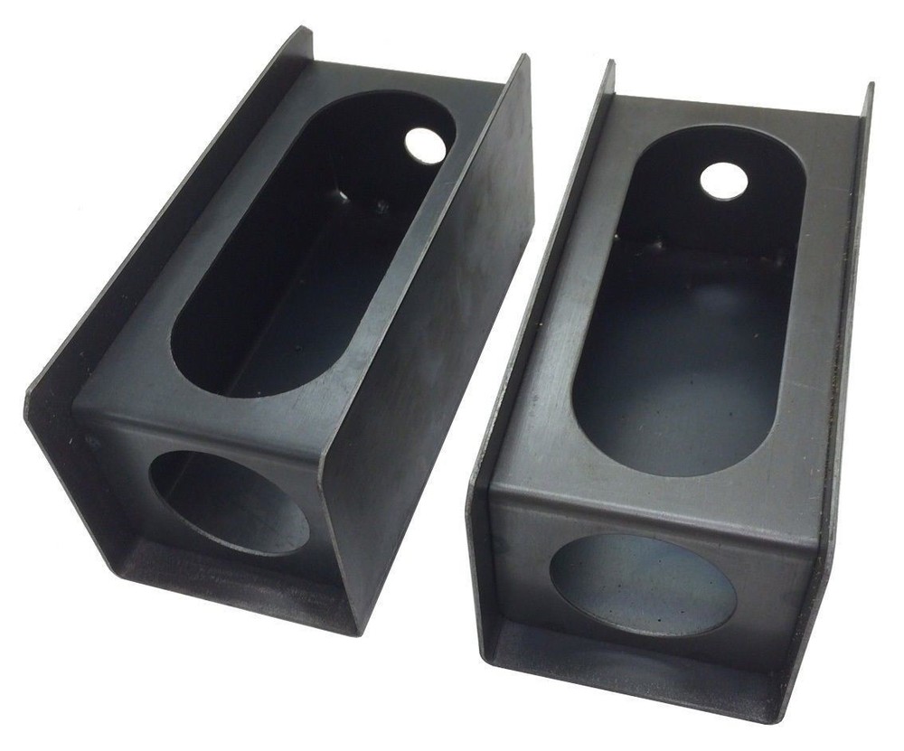 Set of 2 steel trailer 6" oval tail light/2" round side light mount boxes -24013
