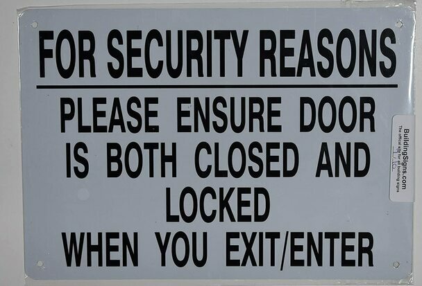 for Security Reasons Please Ensure Door is Both Closed and Locked -REF24-1027