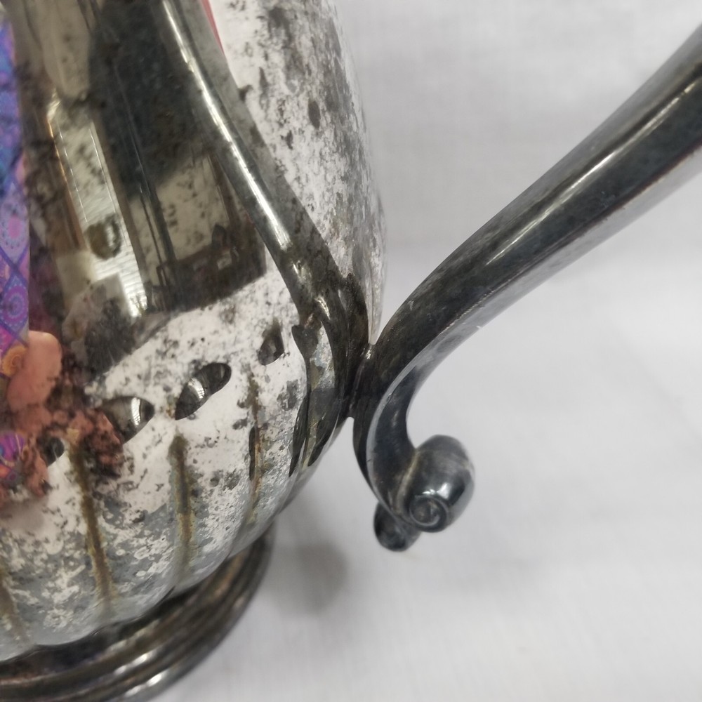 Sheffield Silver Co. Silverplate Water Pitcher w Ice Lip And Decorative Design
