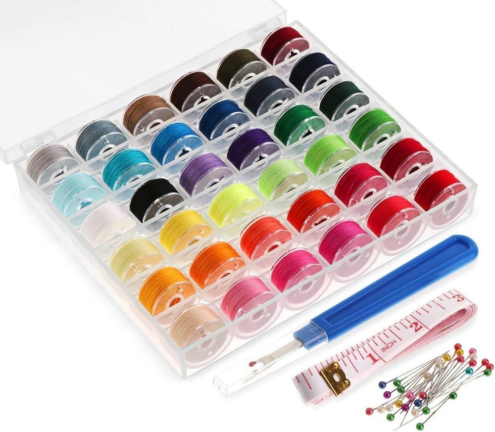 Durable 36pcs Bobbins Set with Accessories - Versatile Sewing Thread Collection