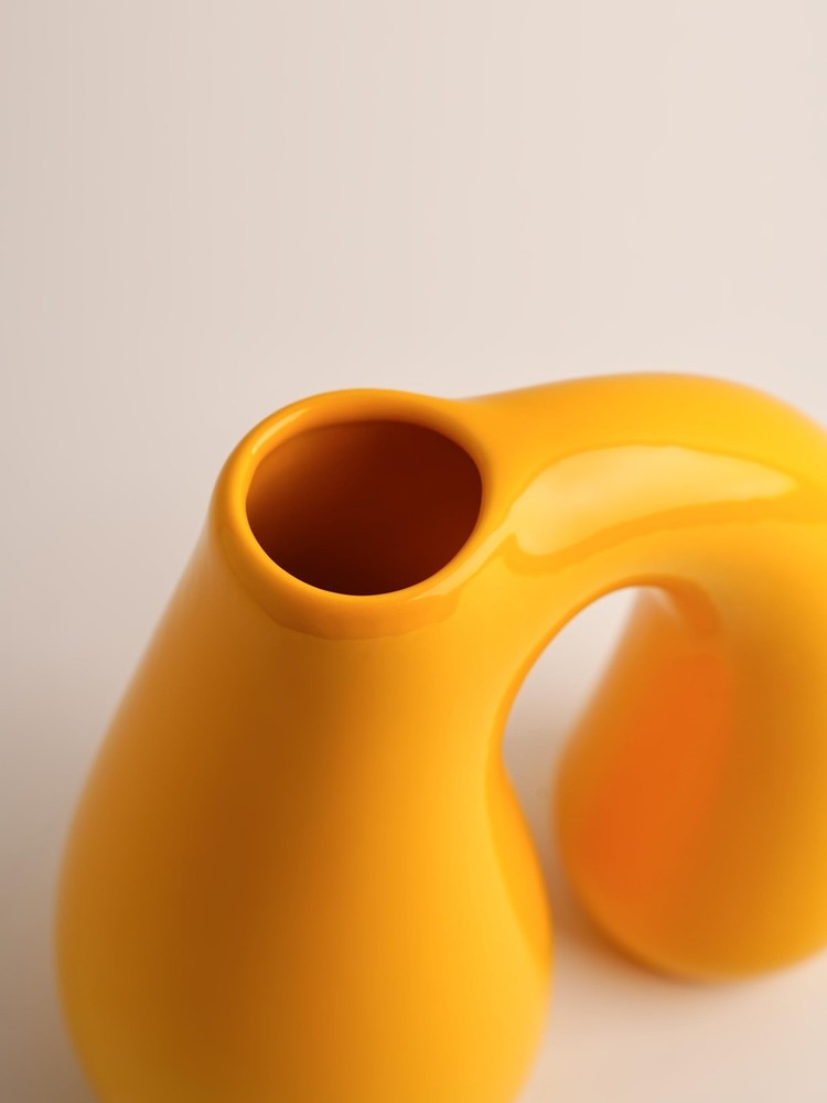 PROBENEX Yellow Ceramic Decorative Pitcher Medium (7.5 inch Tall),