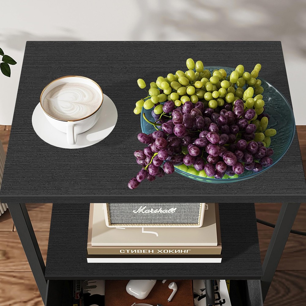 End Table, Night Stand, Side Table, Nightstand with Cloth Drawer, Bedside Tab...