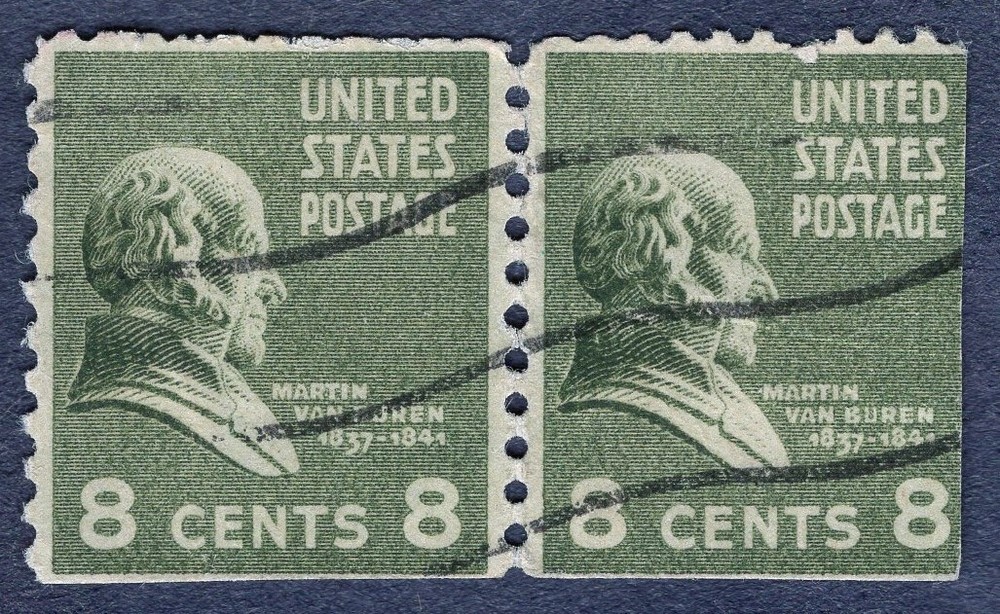 1938 Stamp #813 Pair Martin Van Buren Used