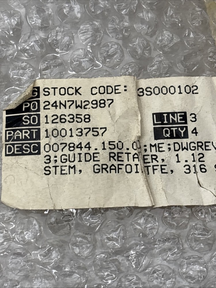 NEW Flowserve 007844-150-000 Guide Retainer, 316 SS