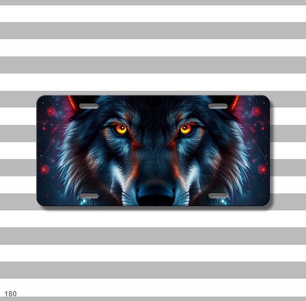 Intense Wolf License Plate Customizable Auto Tag Unique Gift