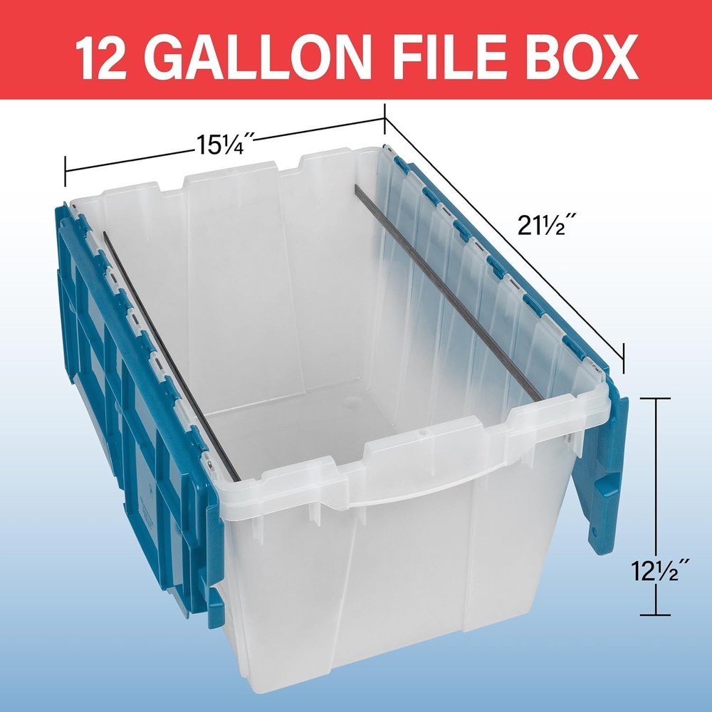 KeepBox 12 Gallon Storage Container, Nesting and Stackable Plastic Storage wi...