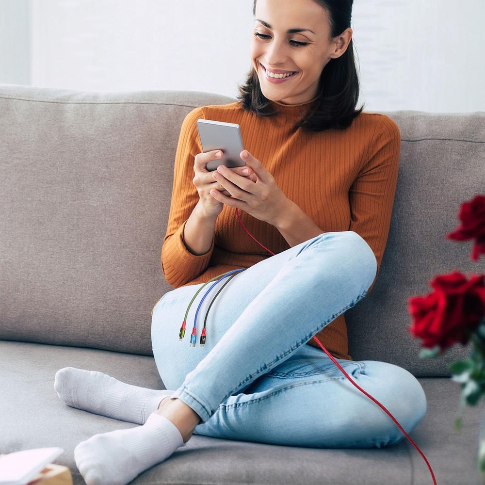 Multi Charging Cable 3.5A, [2Pack 6Ft] 4 in 1 Multiple Cord 6ft, Red