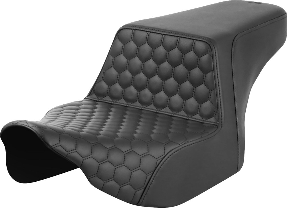 SADDLEMEN Step-Up Seat - Front Honeycomb - Black Stitching - FL '23-'24