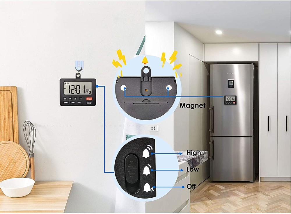 Runleader Digital Kitchen Timer with 4 Tracking Channels,Count-Down&Stopwatch