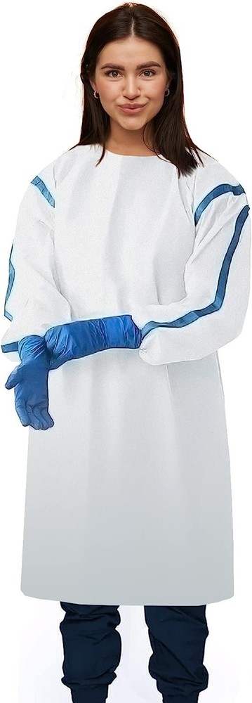 5 pcs White Disposable Polypropylene Lab Coats Large 35 gsm /w Tie Back Closure