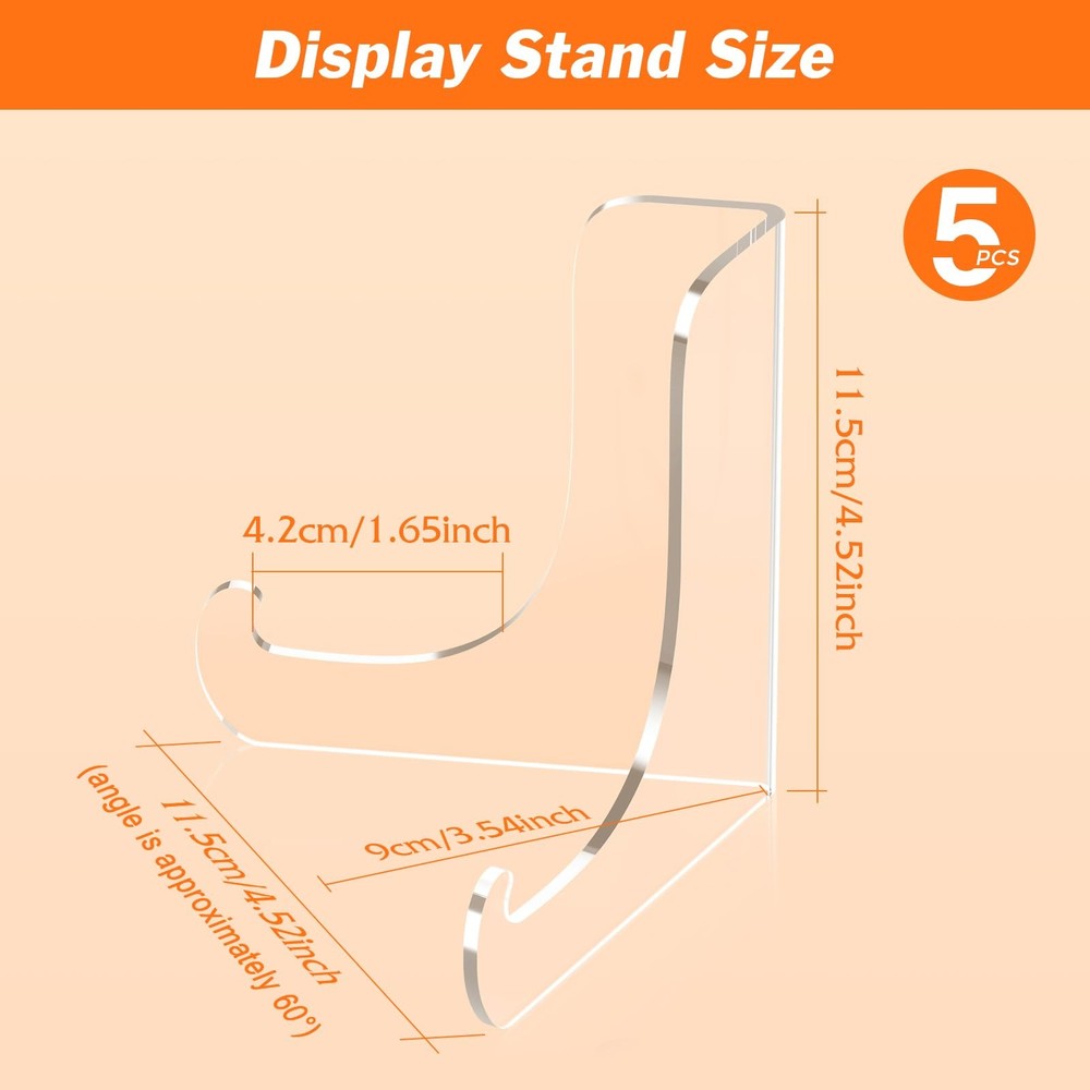 5 Pack Acrylic Display Stand, Plate Stand for Display, Clear Easel Stand,Display