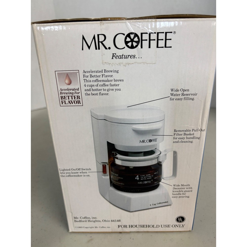 Mr Coffee 4 Cup Automatic Drip Coffeemaker White Compact Vintage Model BL5 NEW