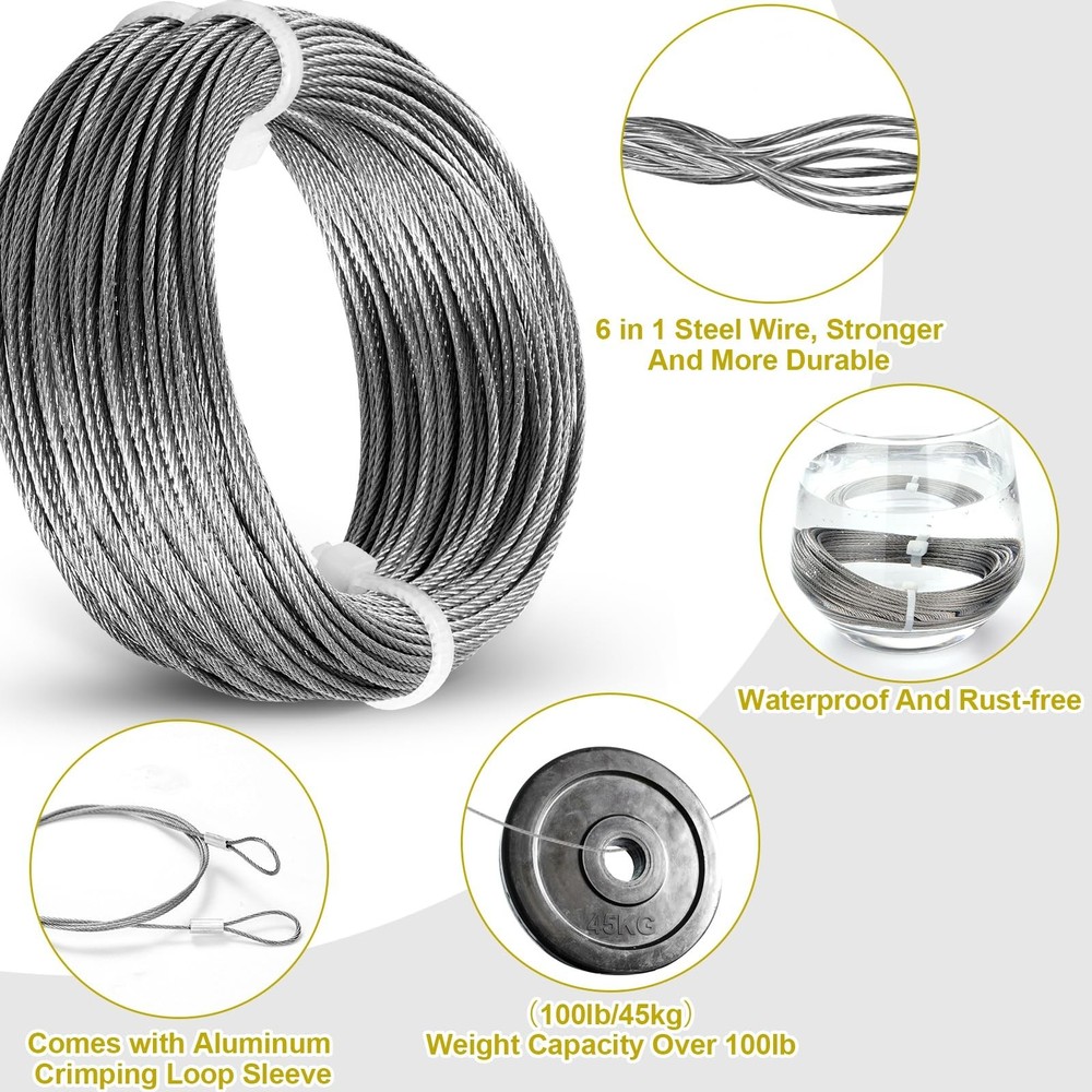 MAPVOLUT 88Pcs Heavy Duty Picture Hanging Wire Kit, Include 50Ft Stainless St...