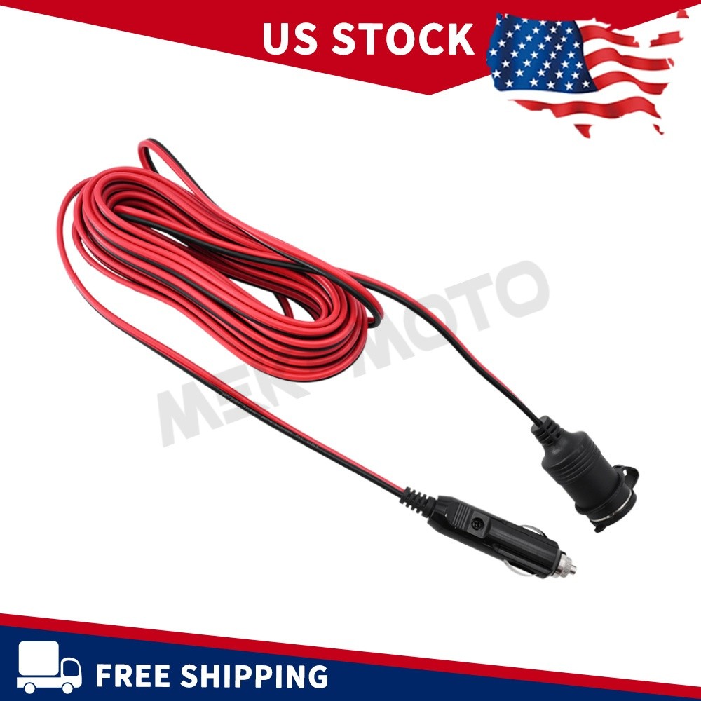 24FT 12V Car Cigarette Lighter Socket Cord Heavy Duty Power Adapter Cable