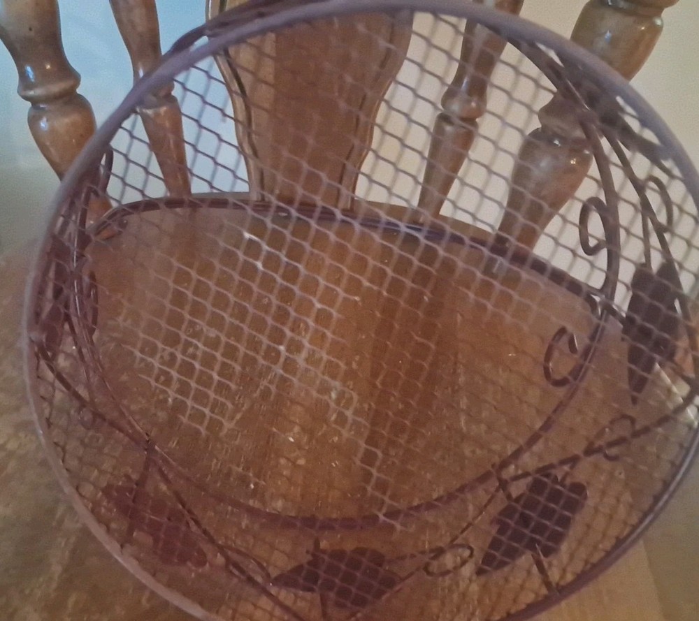 Decorated Wine Colored Metal Basket