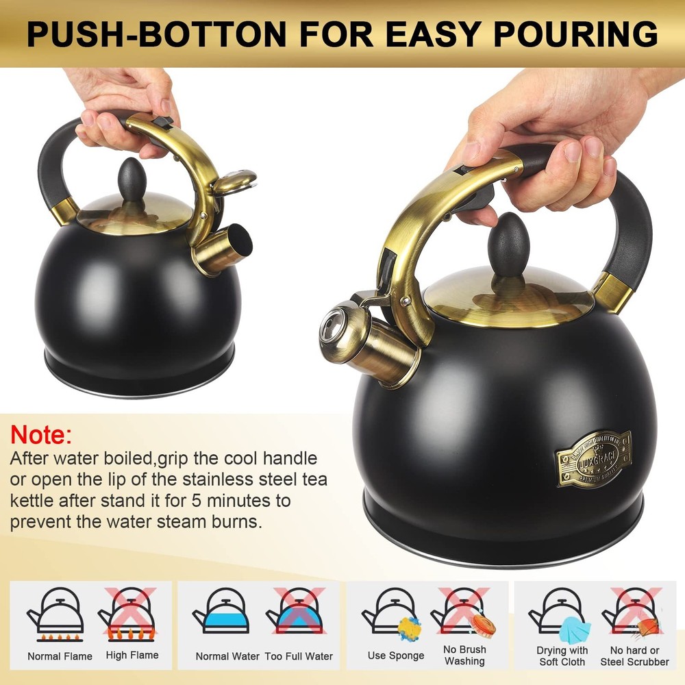 3quart Whistling Tea Kettle Classic Teapot Stainless Steel Teakettle With Cool G