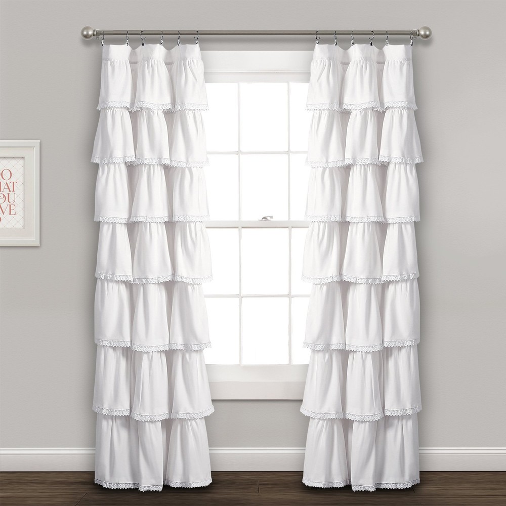 52"x84" Ruffle Window Kids' Curtain Panel White - Lush Décor