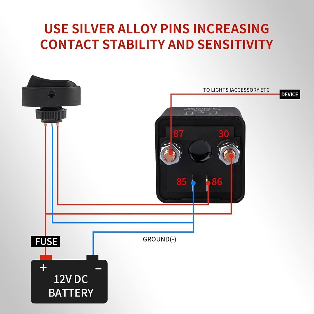 Continuous duty relay 12v dc 200a 4 pin on off split charge
