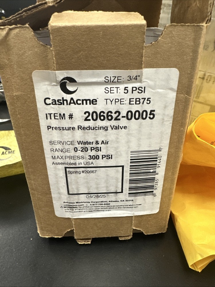 G-1. Cash Acme 3/4 Inch EB75 FPT x FPT Pressure Regulator Valve 20662-0005