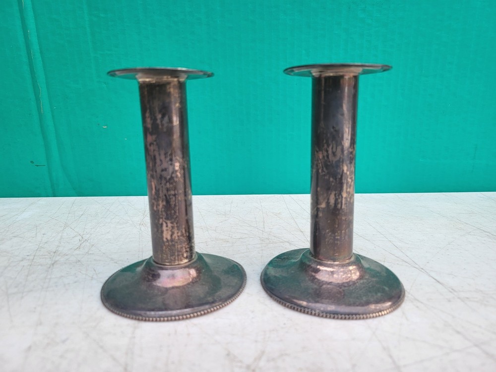 Sterling Silver Candlesticks Candle Holders Barbour Silver Co 210 grams 5" tall