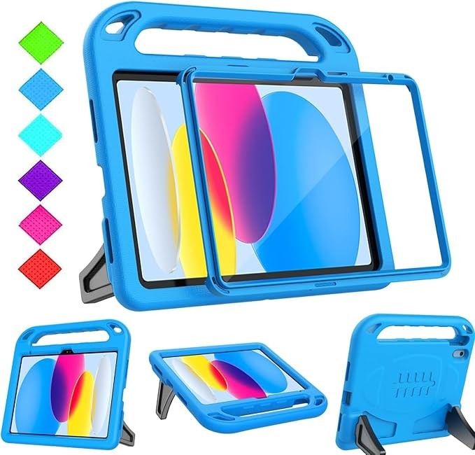 Case for iPad 11th/10th Gen with Shockproof Handle & Screen Protector
