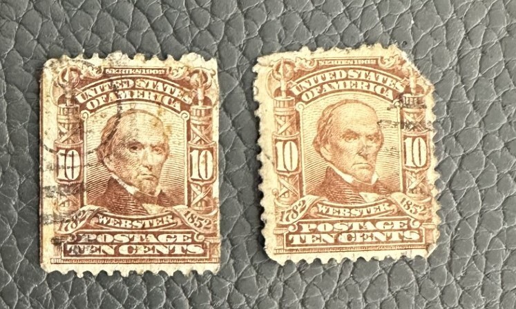 (2)  Webster 10 Cent Stamps - Scott#307