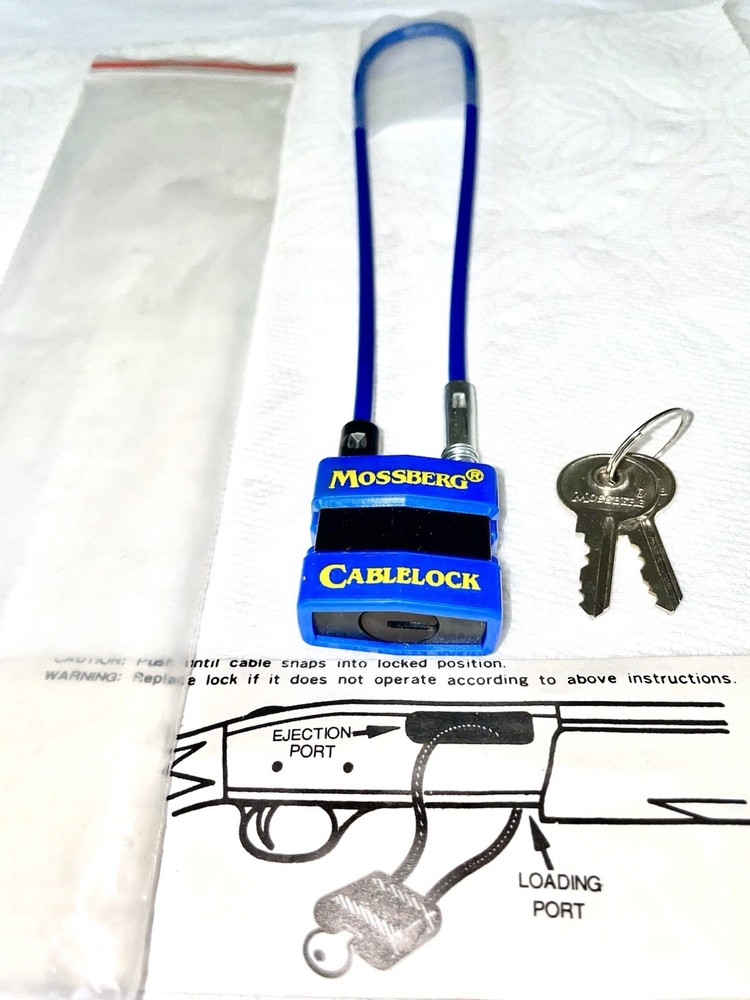 Firearm Lock- Blue Mossberg Cable Lock w 2 Keys Open Box