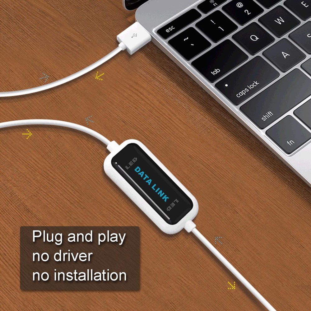 Direct Data File Transfer LED Cable High Speed Easy Copy for 2 Computers