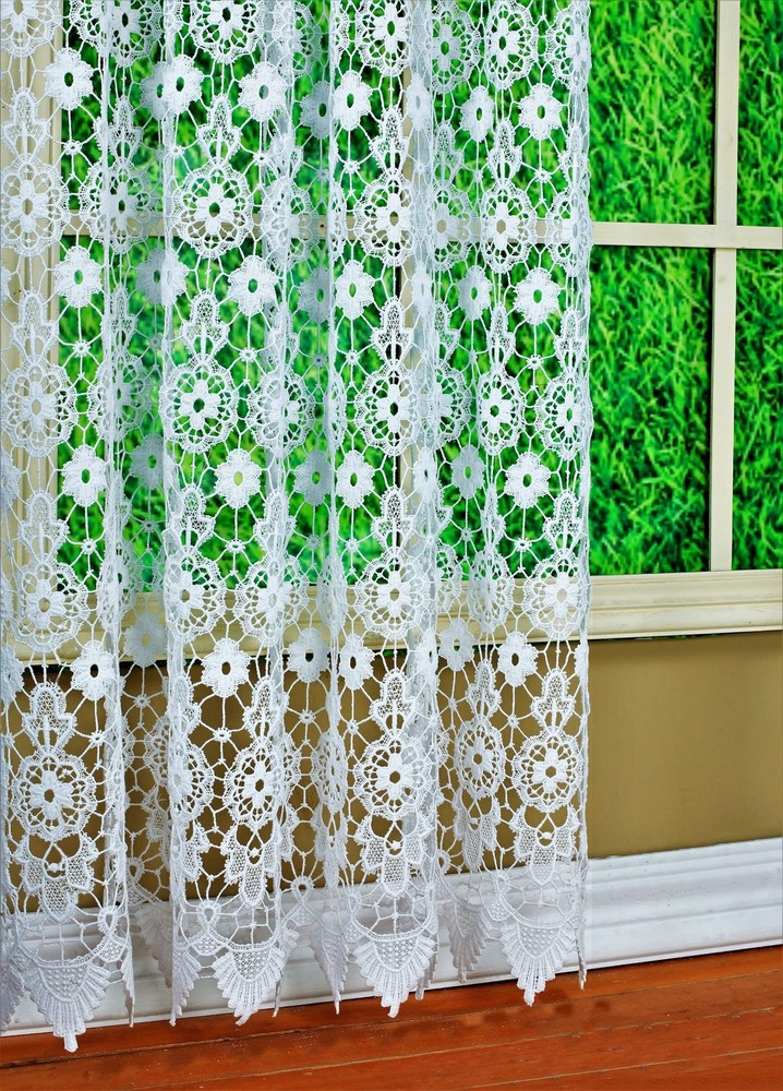 Medallion Macramé Panel 63",White,48W x 63L