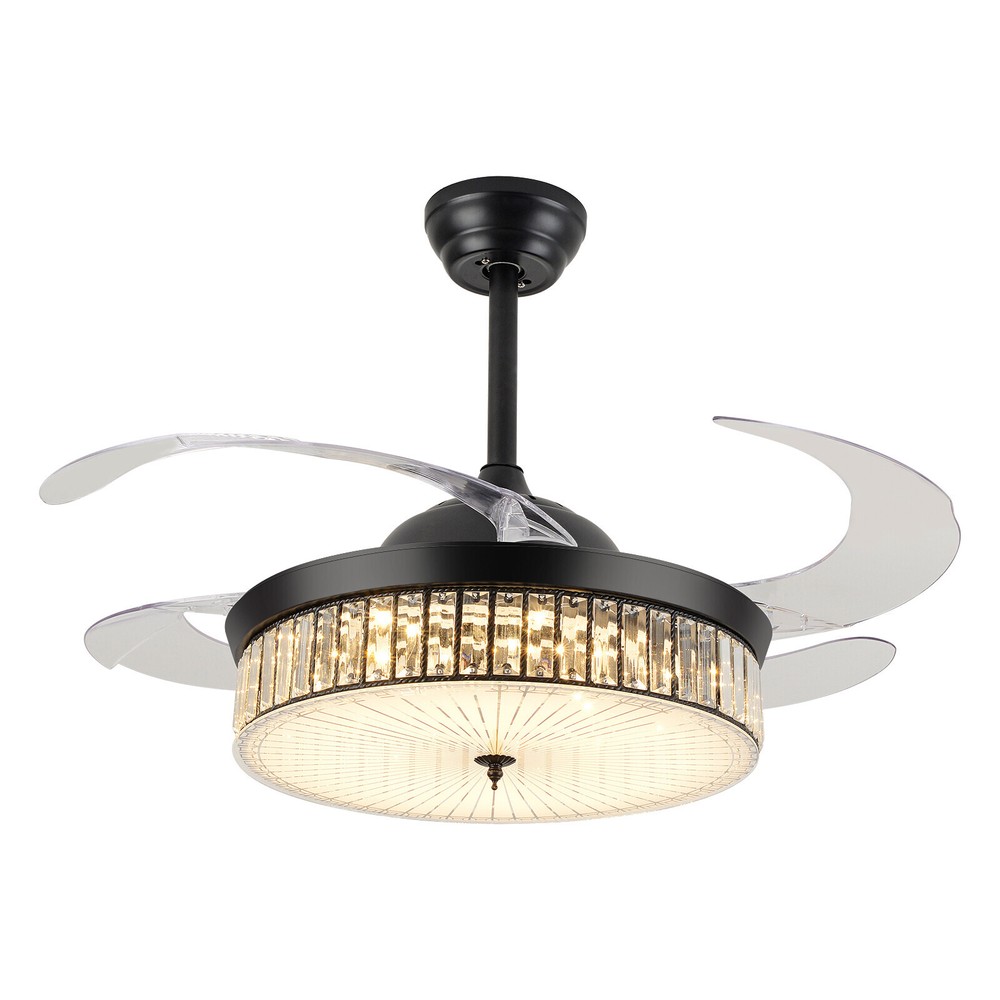 42 Inch Retractable LED Ceiling Fan Light with Remote Control and Timer
