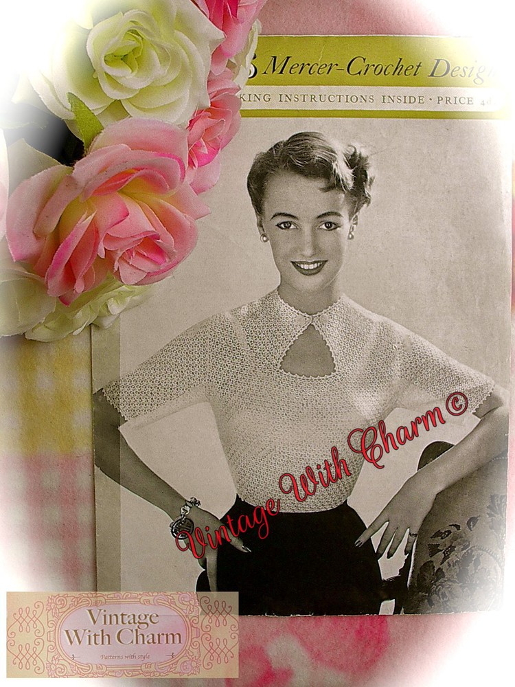 Vintage Crochet Pattern Lady's Triangular Neckline Blouse