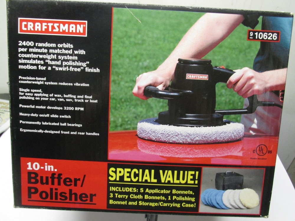 Craftsman 10" Buffer Polisher With Case and Accessories